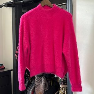 Anthropologie Bright Pink Fuzzy Sweater